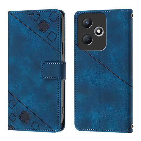 For Infinix Hot 30 Play Hot 30 Play NFC Skin Feel Embossed Leather Phone Case Blue Alexnld