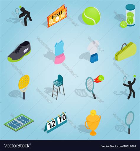 Tennis Isometric Set Royalty Free Vector Image