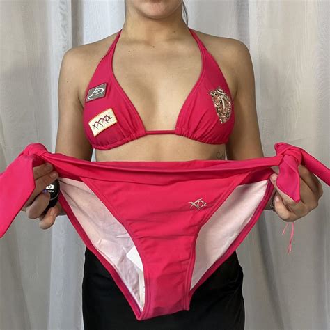 Vintage Bright Pink Halter Neck Bikini Set New With Depop