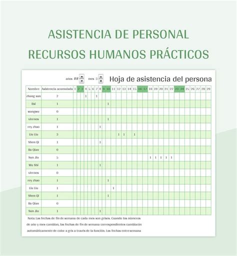 Plantilla De Excel Asistencia De Personal Recursos Humanos Pr Cticos Y