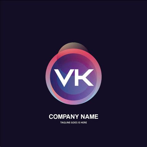 Vk Initial Logo With Colorful Circle Template Vector Vector