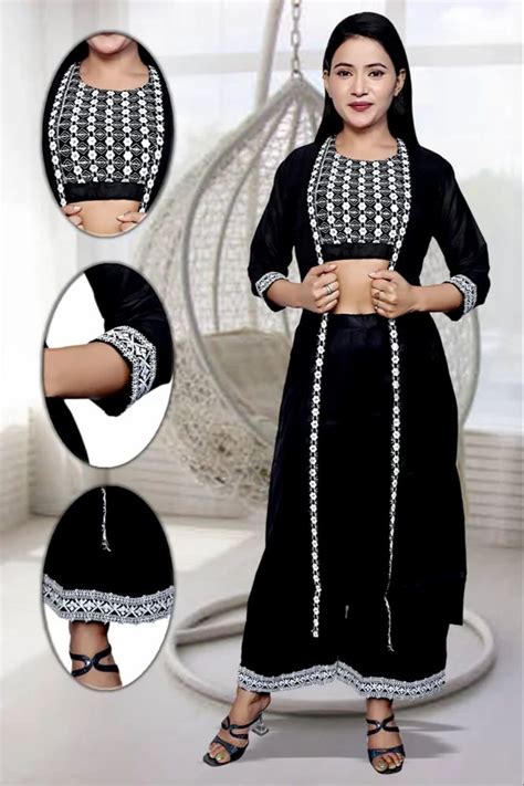 5009 Black Crop Top Palazzo Set At Rs 330 Set Top Palazzo Set In New