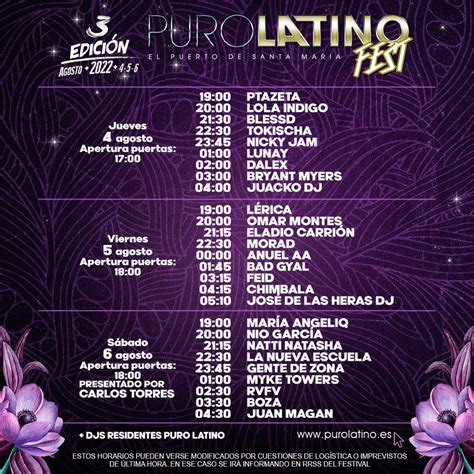 Puro Latino Fest Cádiz 2022 Cartel entradas horarios abonos