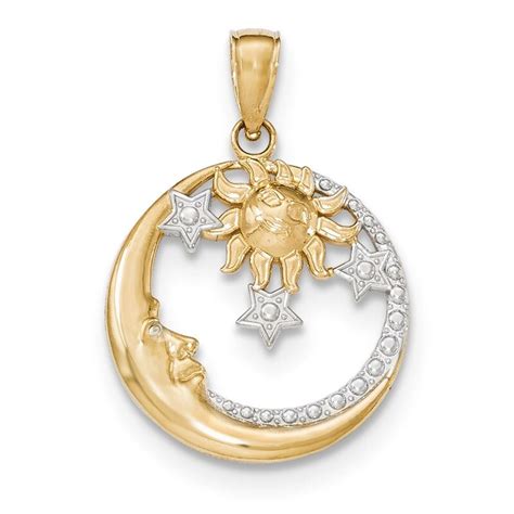 Diamond Cut Moon Stars Sun Pendant 14k Gold M2867 HomeBello