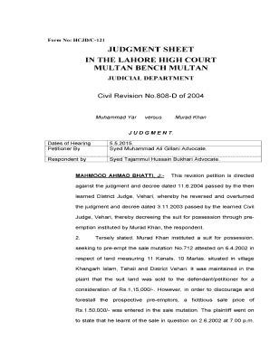 Fillable Online Sys Lhc Gov Form No Hcjdc Judgment Sheet Sys Lhc