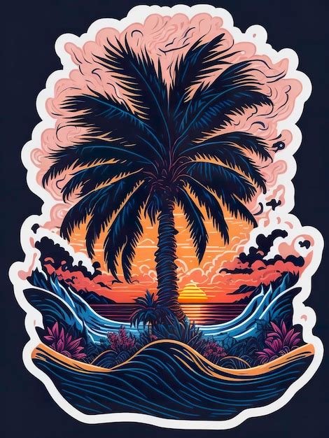 Premium AI Image A Sticker Of A Palm Tree With The Words Palm Tree On It