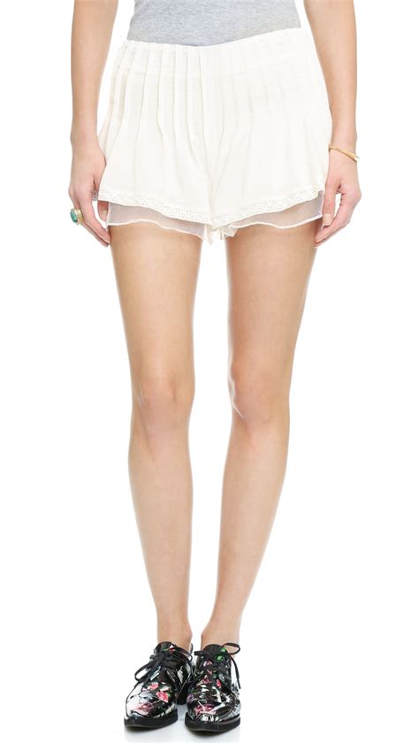 Joa Ruffle Shorts White In White Lyst