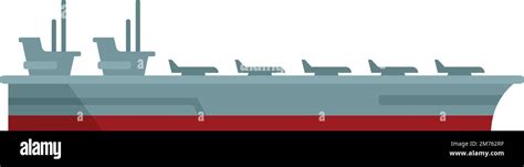 Military Aircraft Carrier Icon Flat Vector Navy Ship Top War Isolated