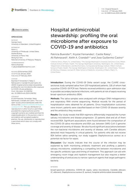 Pdf Hospital Antimicrobial Stewardship Profiling The Oral Microbiome