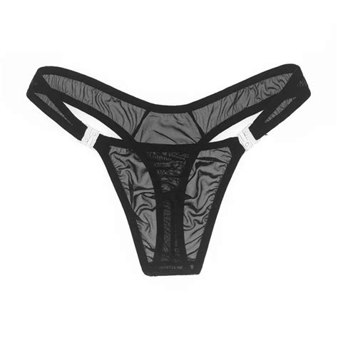 Low Rise Briefs For Men Button Panties Knickers See Through Mesh