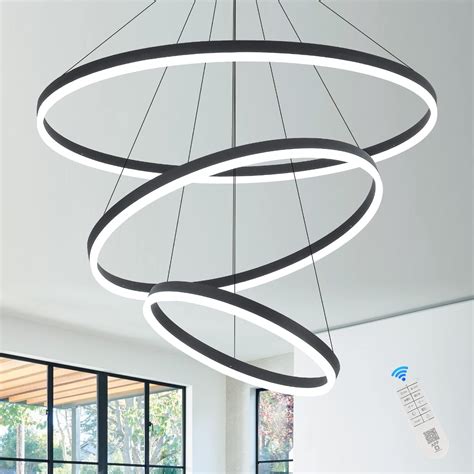 xgzl lighting  rings  modern led chandelier black dimmable