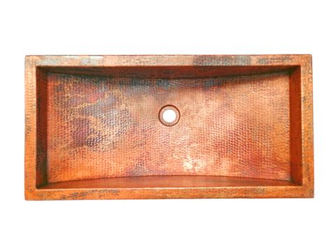 Rectangular Under Mount Bathroom Copper Sink With 15 Flat Rim Artesano Copper Sinks