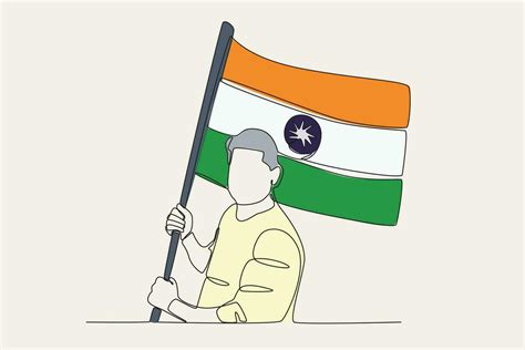 Color Illustration Of A Man Holding An Indian Flag Vector Art