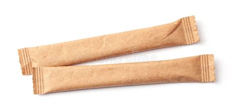 Two Sugar Stick Sugar In Paper Kraft Packaging Stock Image Image Of