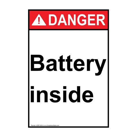 Vertical Battery Inside Sign Ansi Danger Battery