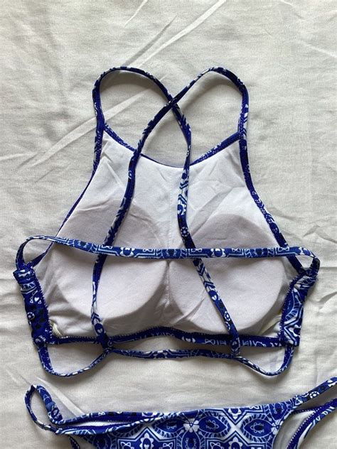 Blue Two Piece Bikini Women S Fashion Swimwear Bikinis Swimsuits On Carousell