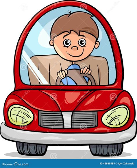 Boy In Car Cartoon Illustration Stock Vector Illustration Of Vector