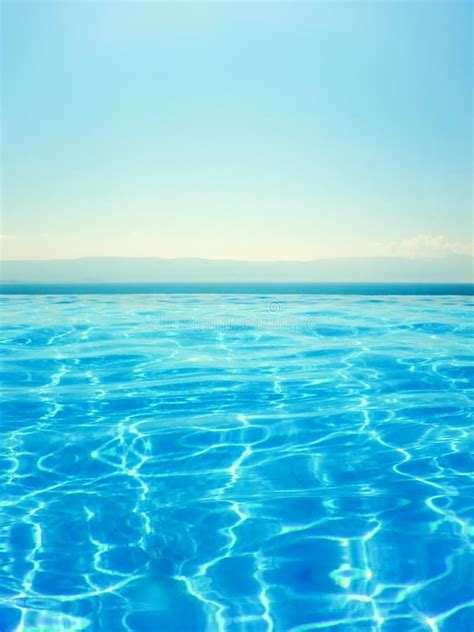 Infinity Swimming Pool With Sea And Mountain Stock Photo Image Of