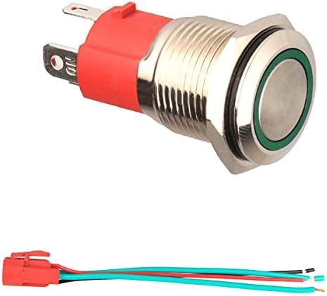 GUUZI Bouton Poussoir Momentané 12V 24V 15A sans Lumière LED Verte