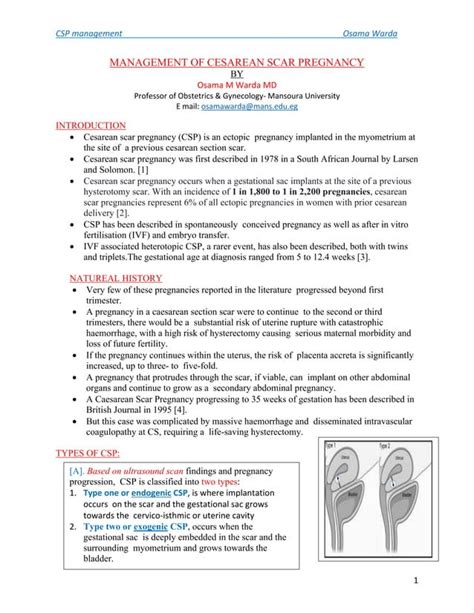 Management Of Cesarean Scar Pregnancy Pdf