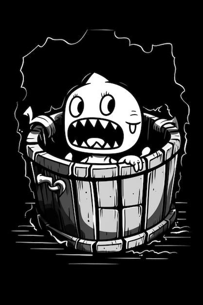 A Cartoon Character In A Bathtub With A Toothy Face Generative Ai