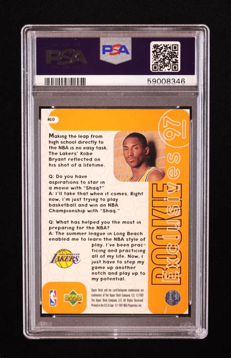 Kobe Bryant 1996 97 Upper Deck Rookie Exclusives R10 RC PSA 9