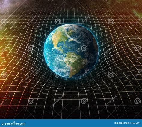 Earth S Gravity Bends Space Around It 3d Rendering Stock Illustration