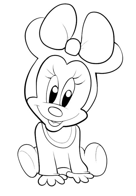 Beb Minnie Mouse Sentada Para Colorear Imprimir E Dibujar