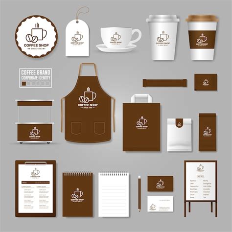 Plantilla de identidad corporativa concepto de logotipo para cafetería