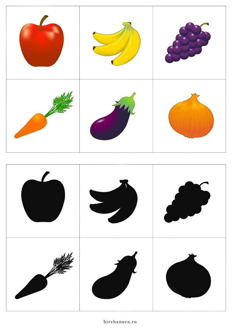 Fruit Vegetable Shadow Match Puzzle and Clip Card Pack (With images ...