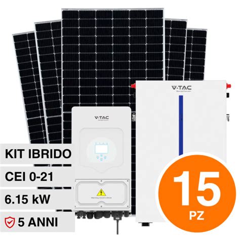 Set 15 Pannelli Solari Inverter 6kW Batteria V Tac