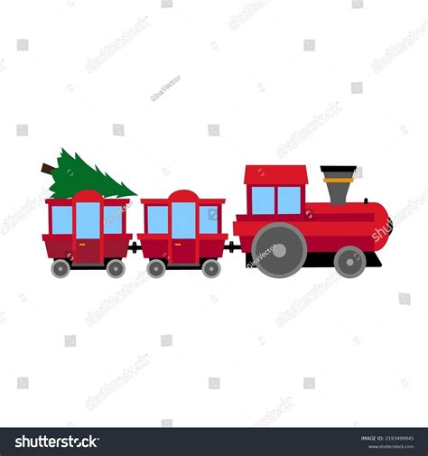 Polar Express Red Christmas Train Carriages Stock Vector Royalty Free