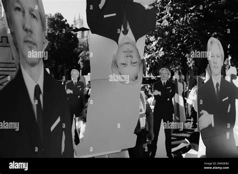 Human Chain Around Parliament Assange Black And White Stock Photos