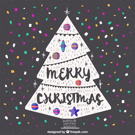 Free Vector Hand Drawn Merry Christmas With Confetti