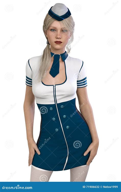 Het 3d Teruggeven Van Stewardess Stock Illustratie Illustration Of