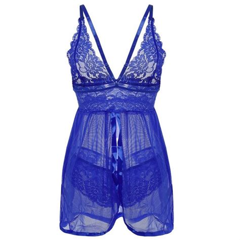 Sexy Women V Neck Lace Baby Doll Mesh Chemis Sleepwear Open Back Lingerie Power Day Sale