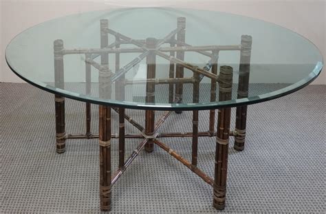 Lot Mcguire Round Glass Top Rattan Base Dining Table 29 12 X 64 In