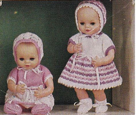 Bargain Pdf Vintage Dolls Clothes Knitting Pattern Dress Bonnet