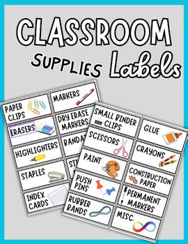 Classroom Supplies Labels by K5collections | TPT