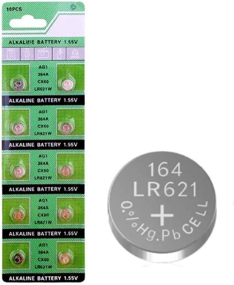 Cotchear 10pcs Pack Ag1 Coin Battery 1 55v 364 Sr621sw Lr621 621 Lr60 Cx60 Alkaline