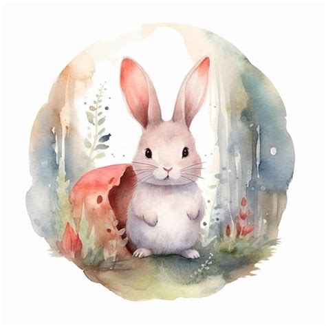 Premium AI Image | There is a watercolor painting of a rabbit sitting ...