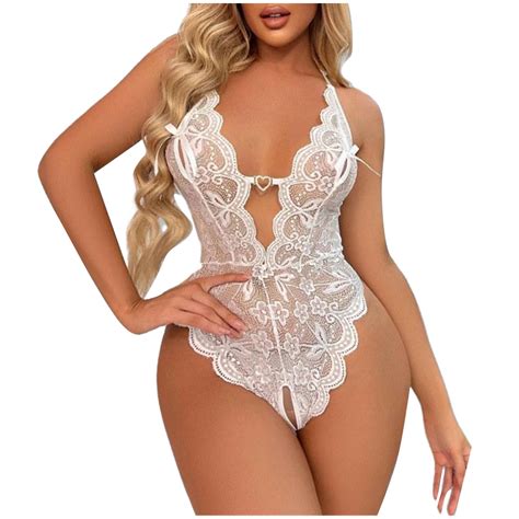 POTETI Sexy Lingerie For Women Naughty Lace Crotchless Teddy Lingerie