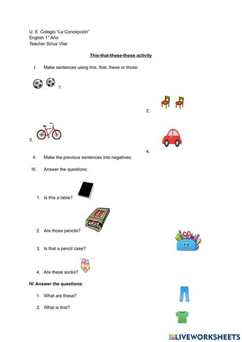 This-that-these-those online exercise for | Live Worksheets