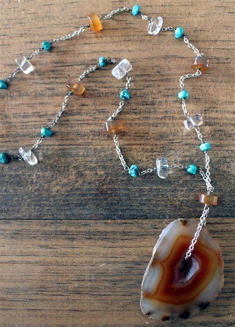 Agate Slice Necklace How To Make A Gemstone Necklace Jewelry On Cut