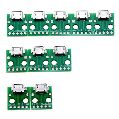 10pcs Micro Usb To Dip Adapter 5pin Female Connector B Type Pcb Converter Breadboard Switch