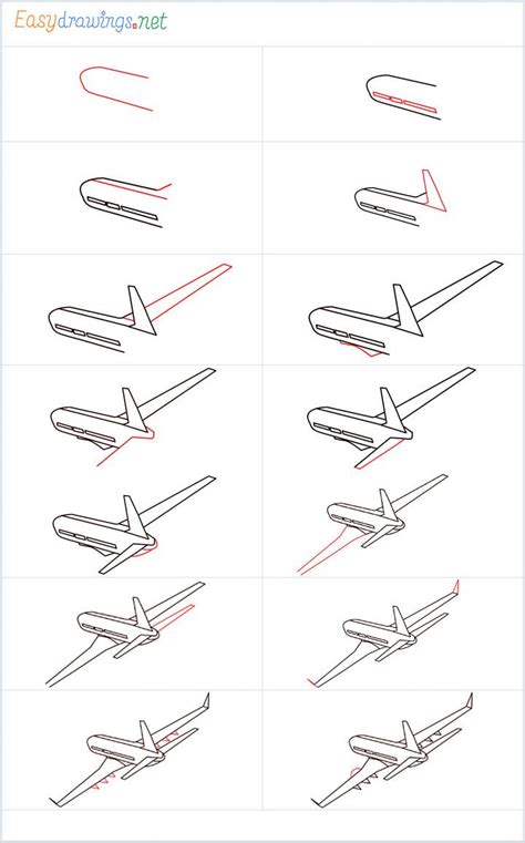 How to draw an Airplane step by step - [14 Easy Phase] Airplane Sketch ...