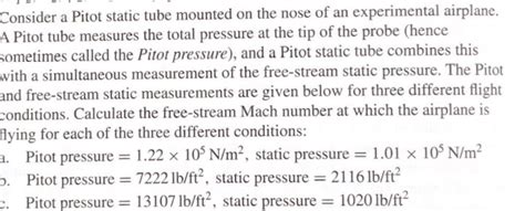 Solved Consider A Pitot Static Tube Mounted On The Nose