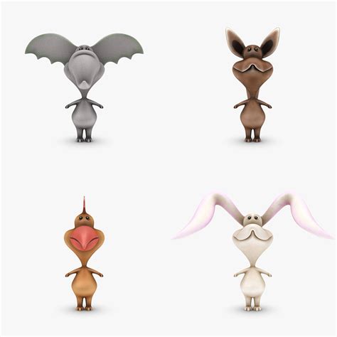 3d model cartoon animals set