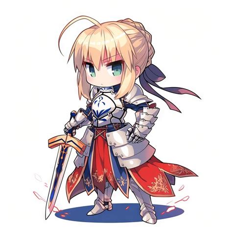 Premium AI Image | A fearless chibi anime knight donning full plate ...