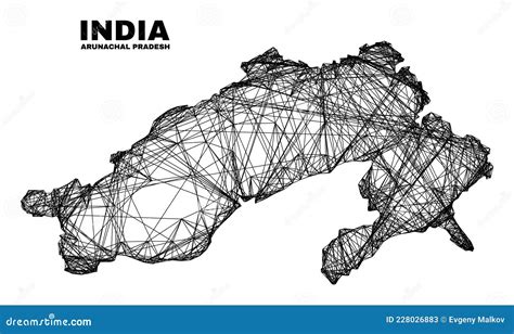 Mapa Do Estado De Pradesh De Malha Irregular Linear Ilustração do Vetor